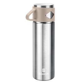 Vacuum Insulated Flask 700ml/23.6oz Stainless Steel Thermo Bottle with Cup for Coffee Water Hot and Cold Drink Flasks.(Brown,Single)