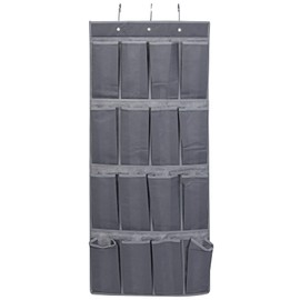 MIJOMA Hanging Storage Hanging Shelf with Compartments, Wardrobe Organiser, Foldable, Grey, Storage System for Clothes and Camping (45 x 110 cm - 16 Compartments)