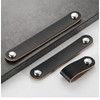 Qrity Pack of 8 Leather Knobs Cabinet Leather Loop Handle