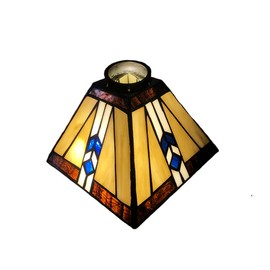 HUIMEIJU Tiffany glass shade, stained glass square shade, geometric pattern shade, wall lamp, pendant shade, replacement shade. Small Gray Glass Square Lamp