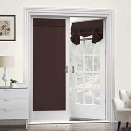Blackout Curtain for French Doors - Thermal Insulated Blackout Glass Door Curtain Panel Tricia Curtain for Door Window Curtains, 2 Panel, 26 x 68 Inches, Brown