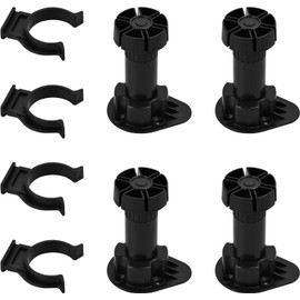 SHIERYUE 4 Pack Adjustable Furniture Feet,Adjustable Cabinet Legs for Kitchen or Bathroom Cabinet,Includes Plinth Clips,Adjustable height:80-120mm