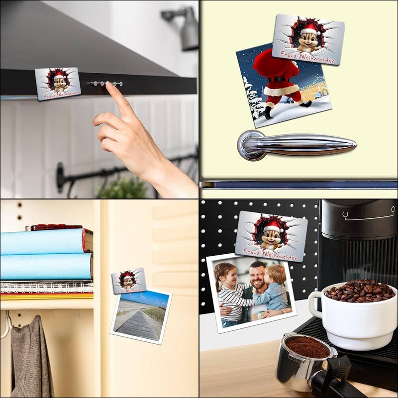 TRIOSK Christmas Magnets 3D Illusion Fridge Magnet Chipmunk with Saying