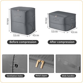 Benustra Compression Organizer for Blankets, Ultra Space Saving Self Compression with Reinforced Handles, Heavy Duty Moving Storage Bags for Comforters, Clothes, Blankets (20 * 16.5 * 23.6 Inch)