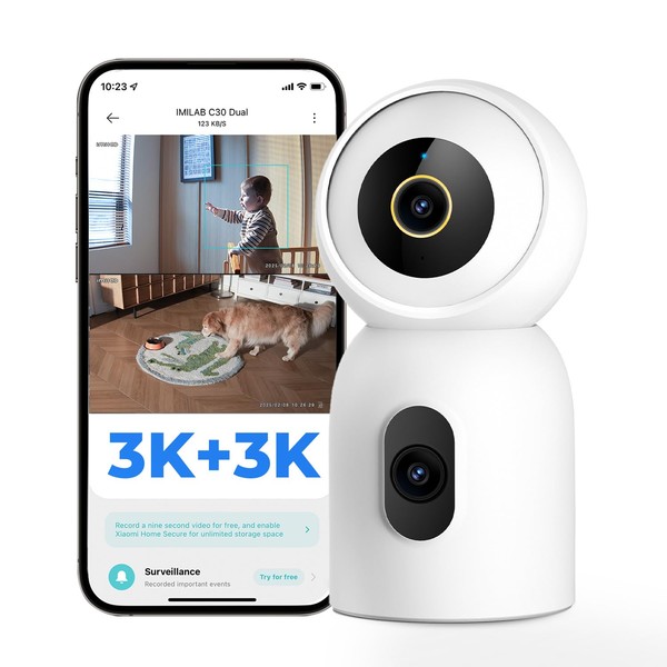IMILAB C30 Dual Security Camera Indoor, 3K+3K Dual Lens Room