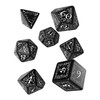 Q Workshop Elvish Black & White Rpg Ornamented Dice Set