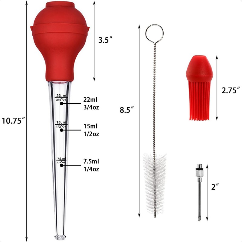 Mikim Turkey Baster Syringe Large, Long Meat Basters, 3/4 oz,