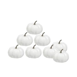 4 Inch Small White Pumpkins for Decorating - 8PCS Small White Foam Decorative Pumpkins for Fall Decor, White Paintable Artificial Pumpkins Perfect for