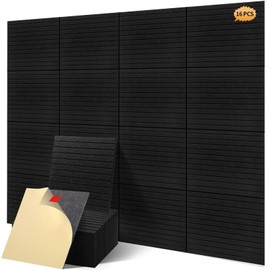 16 Pcs Pro Grade Soundproof Wall Panels,Acoustic Panels,Premium Sound Panels,Better Than Foam,Wedge Design,with Adhesive on Back,for Acoustical Treatments/Professional Studio,12×12×0.4 in,Black
