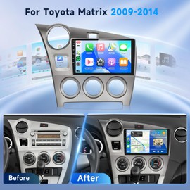 4G+64G with Qualcomm 8 Core Android 15 Car Stereo for Toyota Matrix 2009-2014 Carpaly Android Auto 9’’ Touch Screen Radio OTA Upgrade GPS, WiFi, Bluetooth 5.1, DSP,SWC, Backup Camera