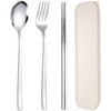 Travel Utensils, 18/8 Stainless Steel 3pcs Cutlery Set Portable Camp