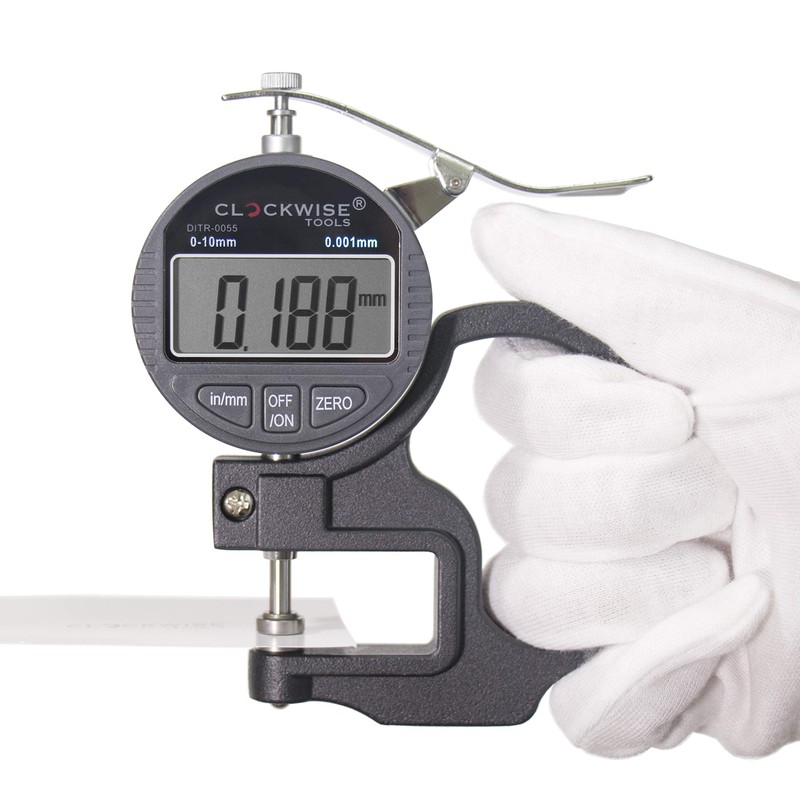 Clockwise Tools Digital Thickness Gauge, DTNR-0055 0-0.4 inch/10mm, 0.00005"/0.001mm Resolution