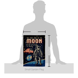 Breeze Decor First Men On Moon Garden Flag Set with Stand Armed Forces NASA Space Program Discovery Sky Astronomy United State American US House Banner Small Yard Gift Double-Sided, Made in USA