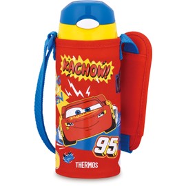 Thermos Water Bottle FHL-403FDS R, Vacuum Insulated Bottle with a Straw, 13.5 fl oz (400 ml), Cars, Red, For Children, For School and Daycare, For Cold Drinks Only