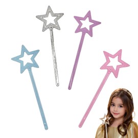Modurio Fairy Star Wands for Kids – 4-Pack Glitter Magic Wands for Girls, Princess Dress-Up, Fancy Dress, Fairy Costume & Pretend Play – Pink, Blue, Silver, Purple