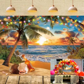 Summer Sunset Tropical Hawaiian Palm Tree Sea Beach Sunset Summer Sea Beach Beach Beach Baby Shower Birthday Party Decoration Photo Props