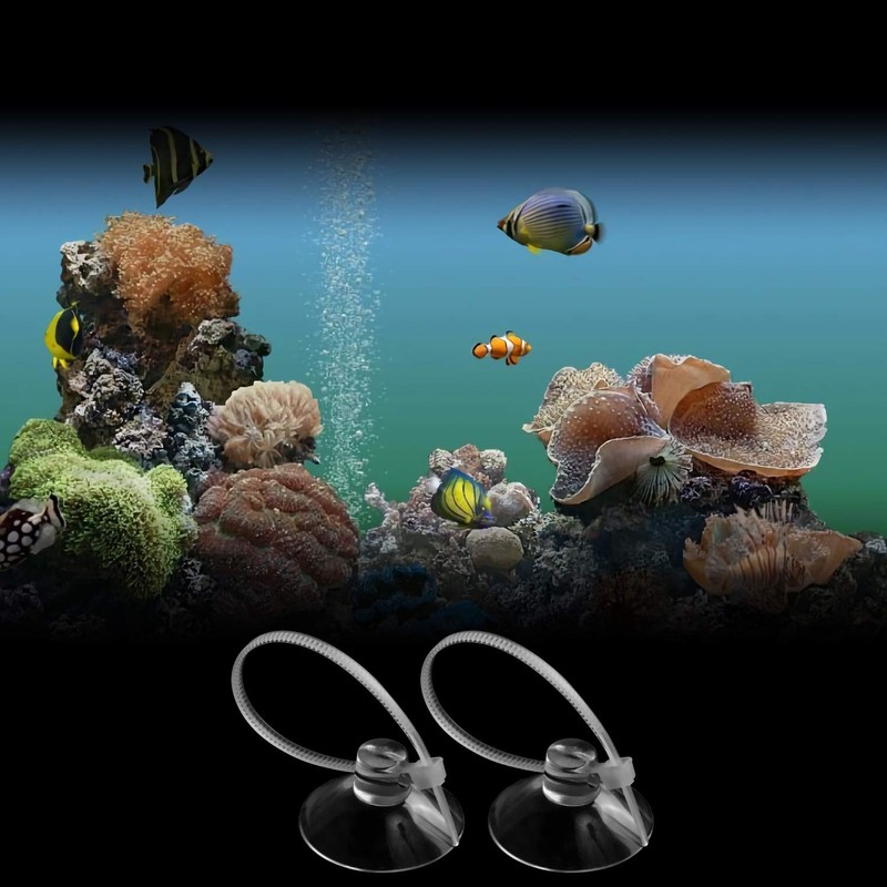 FEBSNOW Aquarium Suction Cups with Ties, Fish Tank Plant Holders