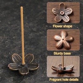 Incense Stick Holders, 2 Pcs Mini Elegant Retro Flower Bronze Alloy Incense Burner Holder Widely Apply Portable Insence Holder for Office, Yoga Studio, Tea House