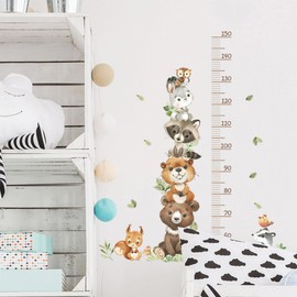 Children's Height Chart Wall Sticker Height Chart Cute Cartoon Animals Forest Wall Sticker Removable DIY Wall Picture Wall Sticker for Children's Bedroom Baby Room Decoration