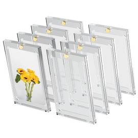 Pack of 8 Magnetic Card Holder Trading Card Sleeves Transparent Card Sleeves Waterproof Card Case Football Card Sleeves Hard Card Sleeves for Magic Sport Baseball Sleeves Card Sleeves