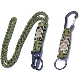 LUYADIN Paracord Lanyard Keychain with USA Flag,Parachute Rope Necklace Keychains for Outdoor Activities,Keys,Whistle