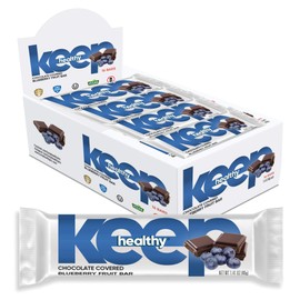 Keep Healthy Chocolate Covered Blueberry Fruit Bars - 100% Plant Based - Vegan, Gluten Free, Dairy Free, Soy Free, Pressed Fruit Bars (16 bars)