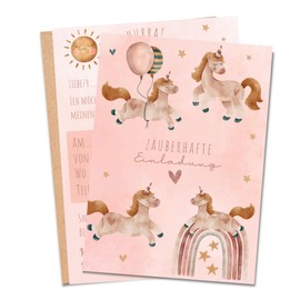MeinBaby123® 10 Invitation Cards Children's Birthday Girls Cute Birthday Invitations for Children Unicorn Invitation Cards Includes 10 Envelopes Premium Quality (Unicorn V6)