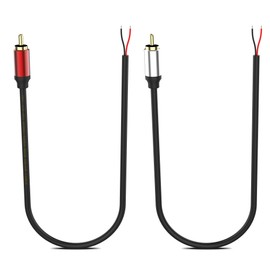 HIEbee 1ft Speaker Wire RCA Male Plug Jack Connector Adapter to Bare Wire Open End Pigtail Audio Video RCA Cable for Amplifier Receiver Speakers(2 Pack)