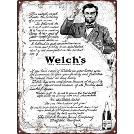 1914 Abraham Lincoln endorses Welch's Grape Juice Bottle Metal Sign 9x12" A603
