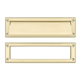 khtumeware Brushed Antique Brass 10 inch 1-Pack Solid Brass Mail Slot with Solid Brass Internal Frame is Well Made Door Mail Slots