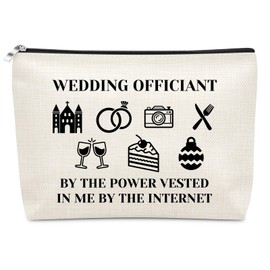 Sazuwu Wedding Officiant Makeup Bag Bridal Gifts for Wedding Day Funny Newlyweds Cosmetic Bag Singles Party Decorations Thank You Gifts Travel Pouch