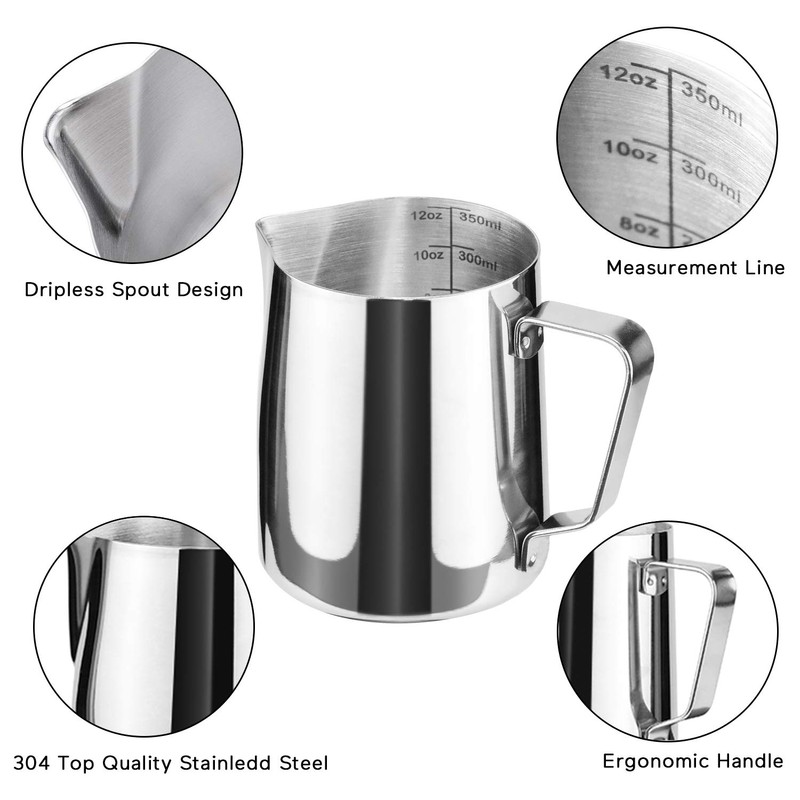 HOFASON Stainless Steel Milk Frothing Pitcher Cappuccino Pitcher Pouring Jug