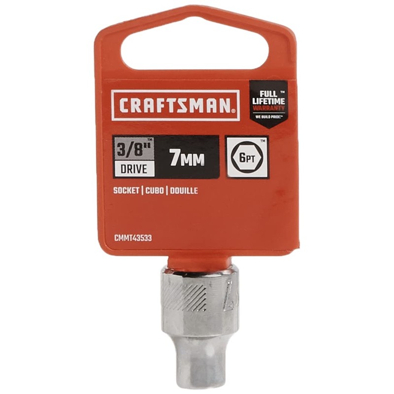 CRAFTSMAN Shallow Socket, Metric, 3/8-Inch Drive, 7mm, 6-Point (CMMT43533)