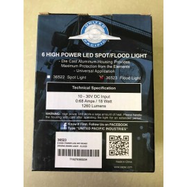 UNITED PACIFIC 36523 6 HIGH POWER LED DRIVING/WORK LIGHT - FLOOD