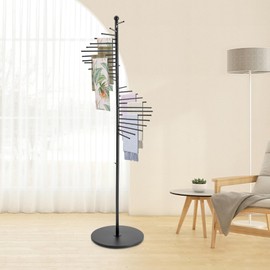 WsrrLun Scarf Display Rack 5.58ft Modern Freestanding Scarf Display Rack for Retail Stores, Homes & Offices, Spiral Iron Stand (Black)