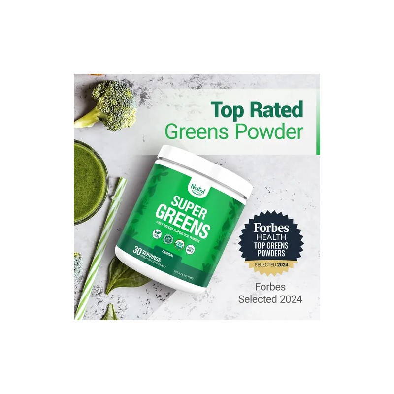 Nested Naturals Super Greens Polvo Orgánico 30 Porciones
