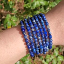 Unbranded Natural Real Lapis Lazuli 4MM Small Gemstone Beads Healing Women Men Bracelet