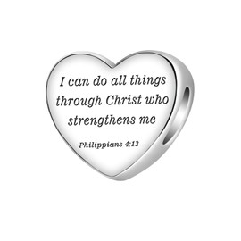 LUXILLA "I can do all things through Christ who strengthens me Philippians 4:13" Charm 925 Sterling Silver fits Bracelets Necklace Pendant Bead Charms Jewelry Gift for Women