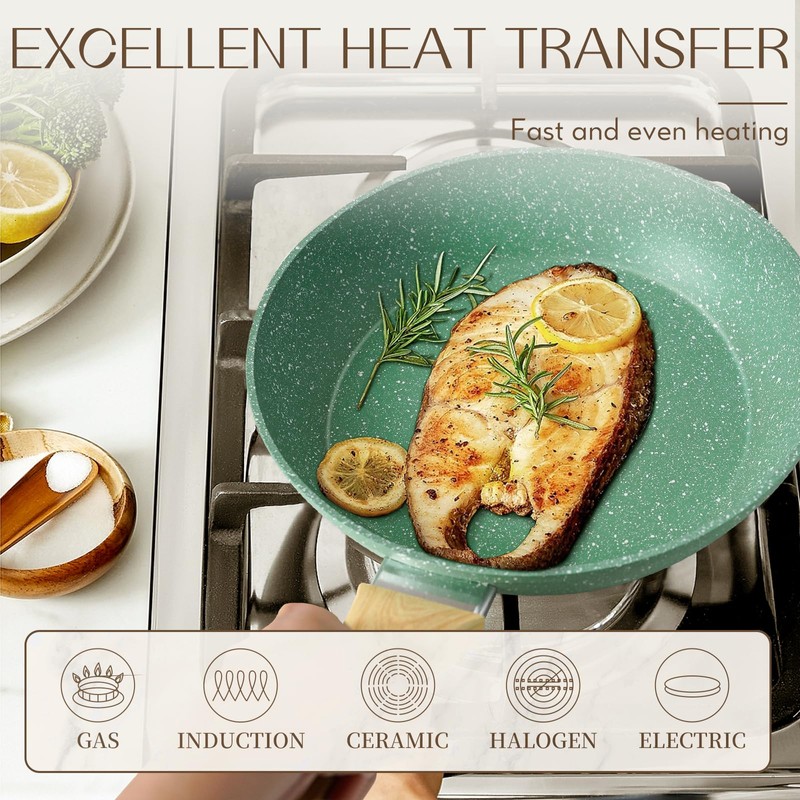 Innerwell Nonstick 9.5 Inch Skillet, Aluminum, Non-Toxic, PTFE & PFOA