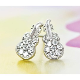 Kaguyo Elegant Silver Earrings for Women - 925 Sterling Silver Zirconia Shine Playful Music Violin Stud Earrings for Women and Girls - Birthday Gift Jewellery