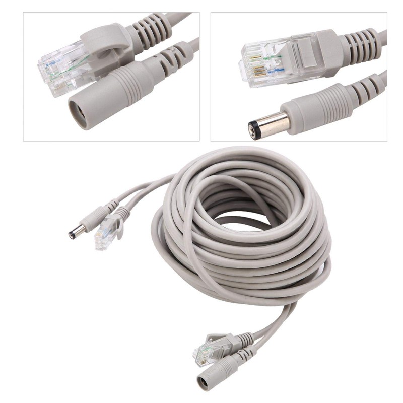 Socobeta RJ45+DC Ethernet CCTV Cable for IP Cameras NVR System