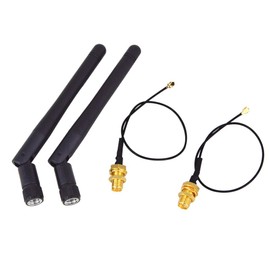 2 x 2.4GHz 3dBi Indoor WiFi Antenna 802.11n/b/g RPSMA Male Omnidirectional + 2 x 15cm U.FL Mini PCI to RP-SMA Female Pigtail Antenna WiFi Cable