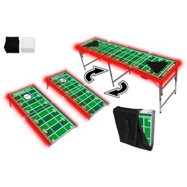 2-in-1 Cornhole Boards & Beer Pong Tailgate Table w/Multi-Color LED Lights - Kansas City Football Field