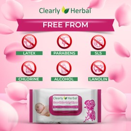 Clearly Herbal Baby Wipes, Rose Water Formula, made with Essential Oils and Natural Herbal Extracts, Bundle Pack 288 Plant Based Wipes (4 Packs x 72 Count)