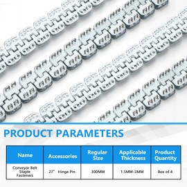 Threlaco 11.8″ Conveyor Belt Staple Fasteners with Hinge Pin 2 Pairs with Metal Hinge Pins in a Box for Replacement Belt Thickness1.5-3mm Staple Lacing Tool