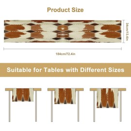 Cow Skin Table Runner,Vintage Rustic Western Wild Animal Burlap Brown White Home Decor for Kitchen Coffee Table Dining Room Kitchen Outdoor Indoor,W13X L36