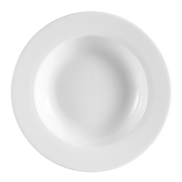 CAC China HMY-110 11-Inch Harmony Porcelain Pasta Bowl, 18-Ounce, White, Box of 12