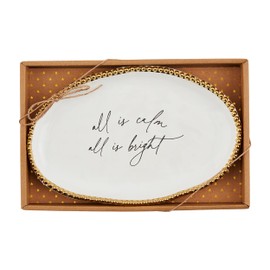 Mud Pie Calm Sentiment Plates, 6 1/2" x 10", WHITE