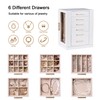 Frebeauty 360° Rotating Jewelry Box,PU Leather Jewelry Organizer with 6