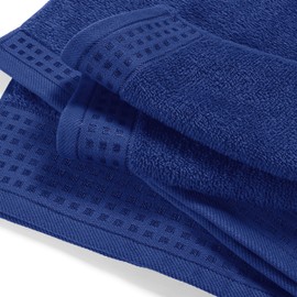 GLAMBURG Ultra Soft 3 Pack Cotton Towel Set, Contains a Bath Towel 28x55 inch, a Hand Towel 16x24 inch & a Wash Coth 12x12 inch, Ideal Everyday use, Compact & Lightweight - Navy Blue